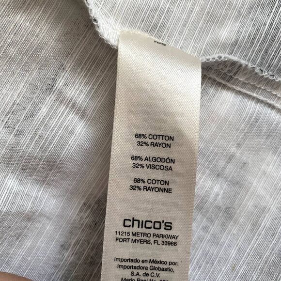 Chico's White Gray Heathered Open Front Blazer 3/4 Sleeve‎ Size 1 Medium - Picture 5 of 5